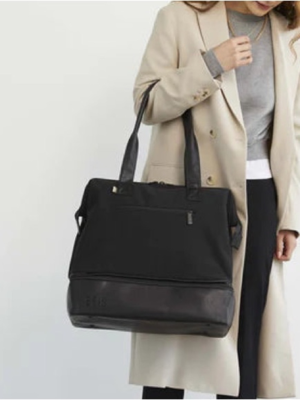 Beis Mini Weekender Bag Travel Tote Luggage Black